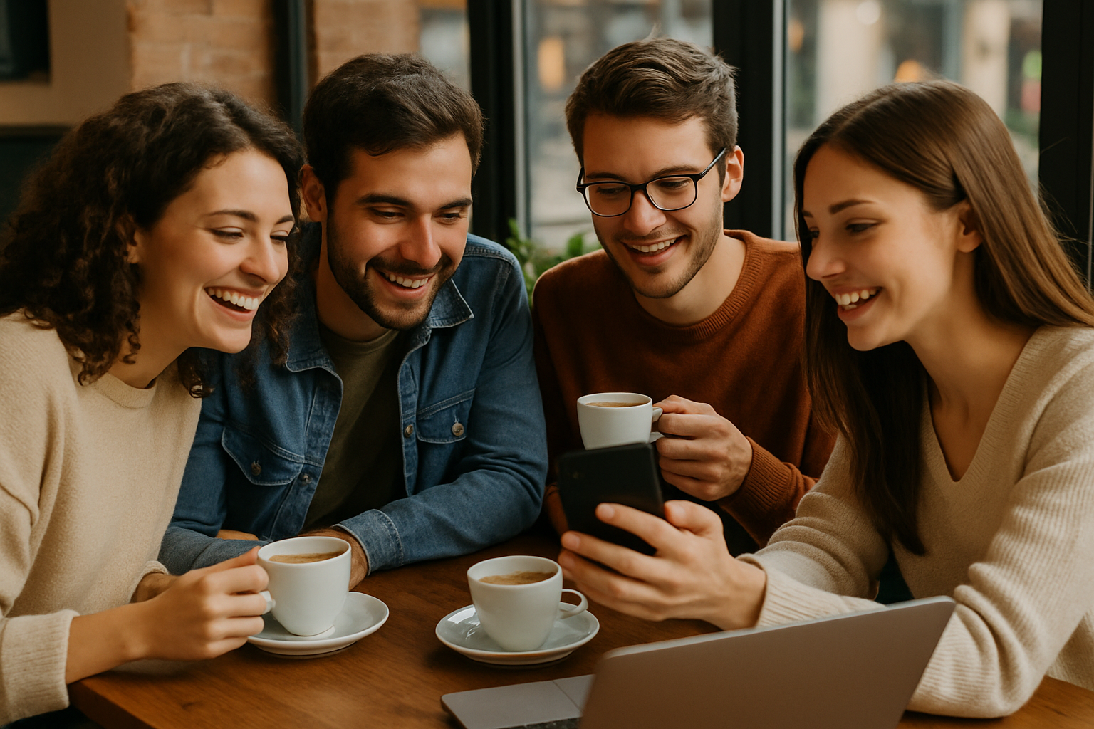 Photo of group of young adults at a cafe